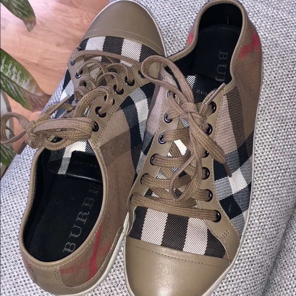 Burberry Check and Leather Sneakers